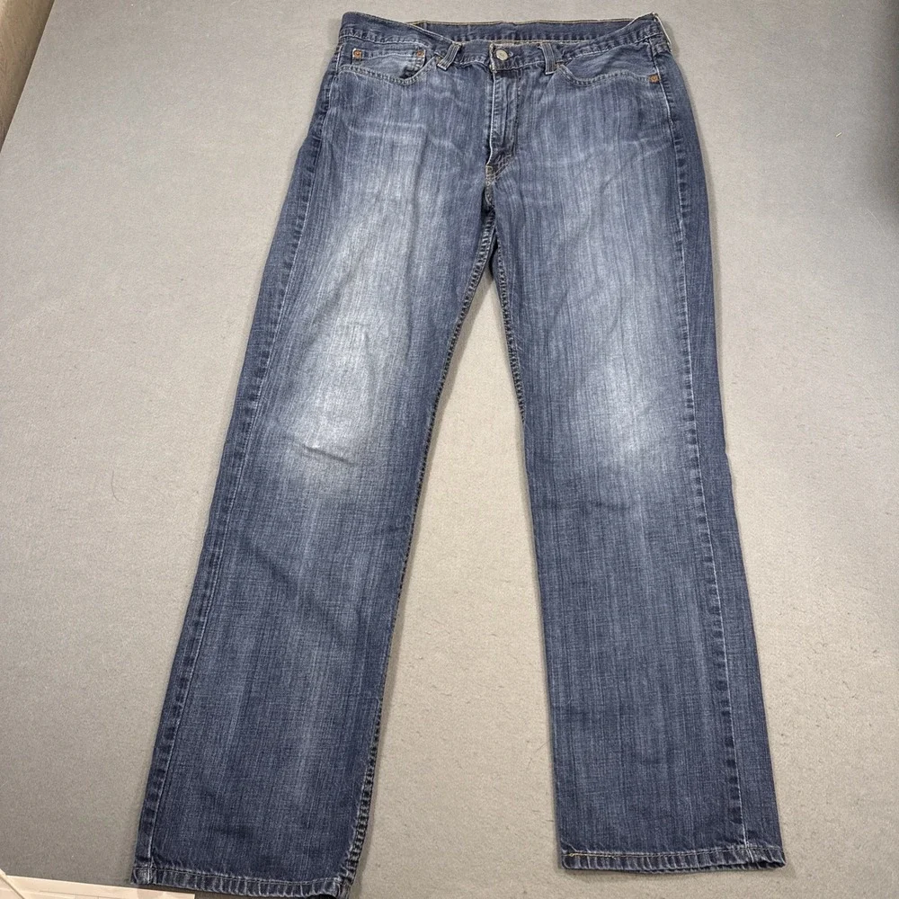 Levi's 514 Men Jeans 36X34 Measures 36/31.5 Blue Denim Straight Fit Logo